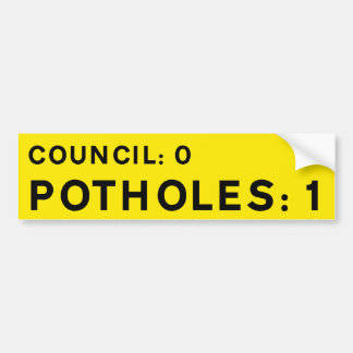 YELLOW Pothole Bumper Sticker Council 0-Potholes 1 バンパーステッカー
