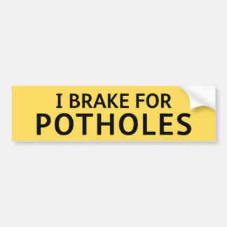 YELLOW Pothole Bumper Sticker I BRAKE FOR POTHOLES バンパーステッカー