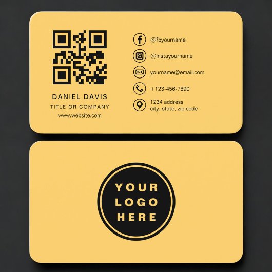 Yellow Professional Logo QR Code 名刺