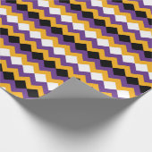 Yellow, Purple, Black and White Zigzag Chevron ラッピングペーパー (角)