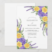 Yellow Purple Botanical Whimsical Wedding 招待状 (正面/裏面)