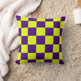 Yellow Purple Checkerboard Pillow クッション