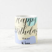 Yellow purple green happy birthday abstract pastel コーヒーマグカップ (中央)