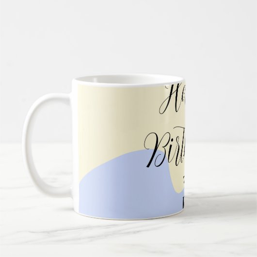 Yellow purple green happy birthday abstract pastel コーヒーマグカップ (左)
