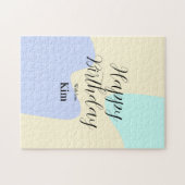 Yellow purple green happy birthday abstract pastel ジグソーパズル (横)