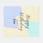 Yellow purple green happy birthday abstract pastel フリースブランケット (正面(横))
