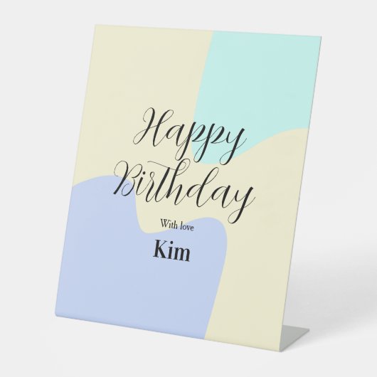 Yellow purple green happy birthday abstract pastel 台座サイン (正面)