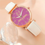 Yellow Purple vintage couple name monogram 腕時計<br><div class="desc">Personalized watch with the names of the bride and groom or the couple in love. This watch can be customized by changing the text with the name of the loved one or the wedding date. It can be an ideal gift for newlyweds or for silver or golden wedding anniversaries. Monogram...</div>