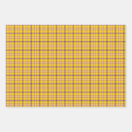 Yellow Purple White Plaid Classic ラッピングペーパーシート