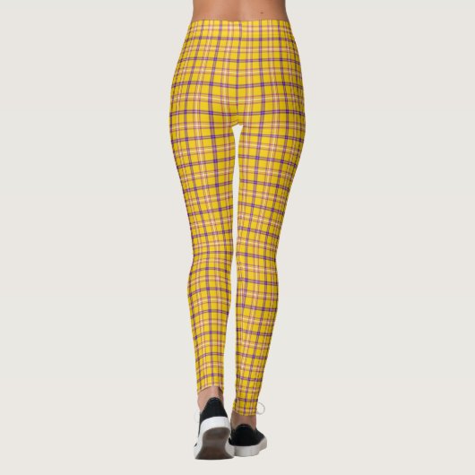 Yellow Purple White Plaid Classic レギンス (裏面)