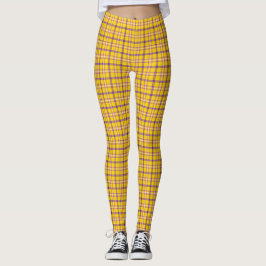 Yellow Purple White Plaid Classic レギンス