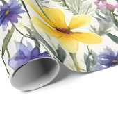Yellow Purple Wildflower Floral Garden Pattern ラッピングペーパー (ロールコーナー)