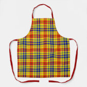 Yellow Red Blue Plaid Tartan Design  エプロン (正面)