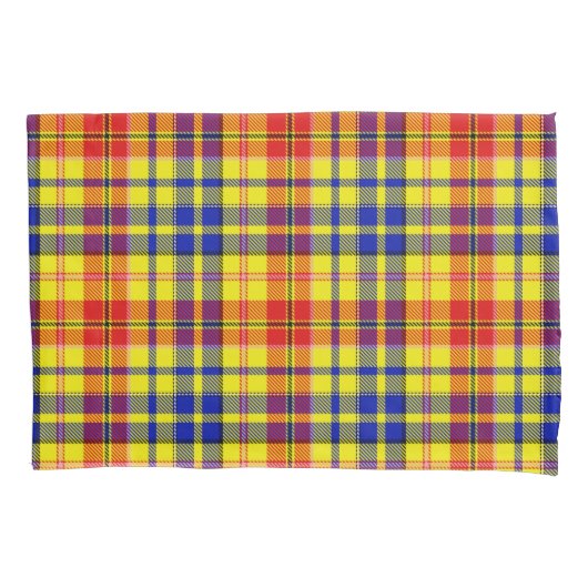 Yellow Red Blue Plaid Tartan Design  枕カバー (正面)