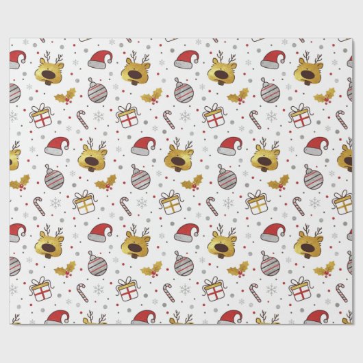 Yellow Red Christmas Seamless Pattern ラッピングペーパー (フラット)
