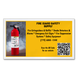 Yellow Red Fire Extinguisher Fire Safety   マグネット名刺