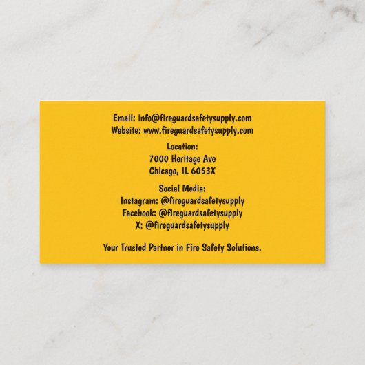 Yellow Red Fire Extinguisher Fire Safety   名刺 (裏面)