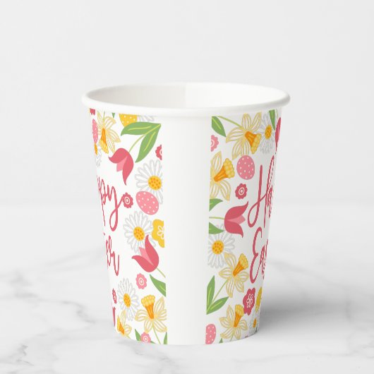 Yellow Red Floral Easter Brunch 紙コップ (左)