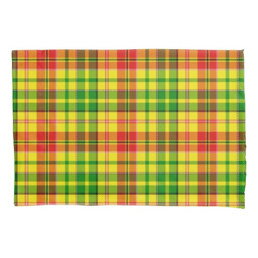 Yellow Red Green Plaid Tartan Design  枕カバー (正面)