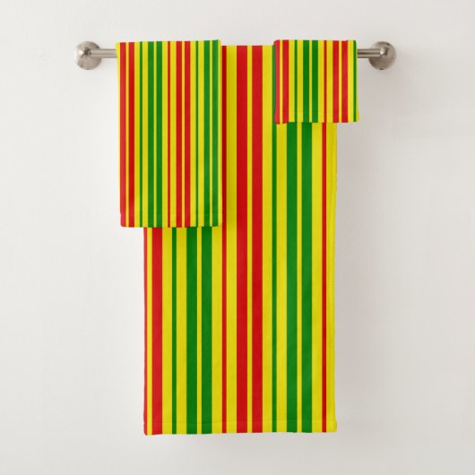 Yellow Red Green Stripes Pattern   バスタオルセット (インサイチュ)