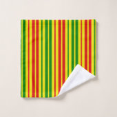 Yellow Red Green Stripes Pattern   バスタオルセット (ウォッシュタオル)