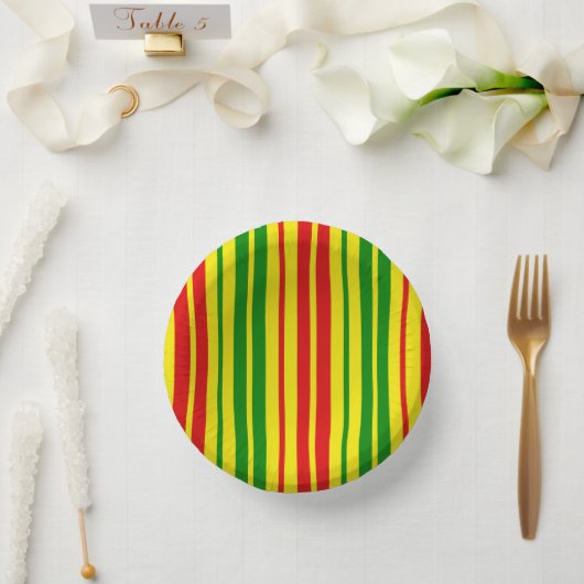 Yellow Red Green Stripes Pattern   ペーパーボウル (ウェディング)