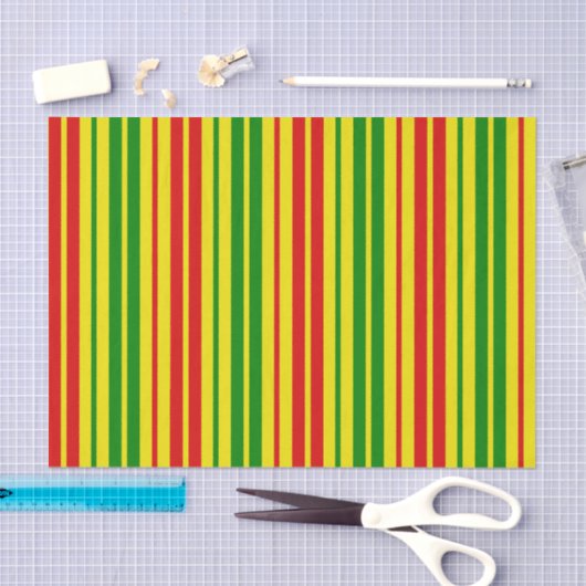 Yellow Red Green Stripes Pattern   薄葉紙 (クラフト)