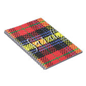 Yellow & Red Tartan Checkered Monogram Name ノートブック (右側)