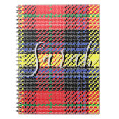 Yellow & Red Tartan Checkered Monogram Name ノートブック (正面)