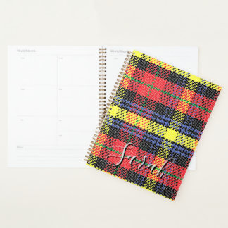 Yellow & Red Tartan Checkered Monogram Name プランナー手帳