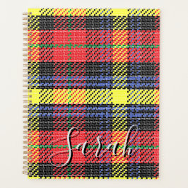 Yellow & Red Tartan Checkered Monogram Name プランナー手帳