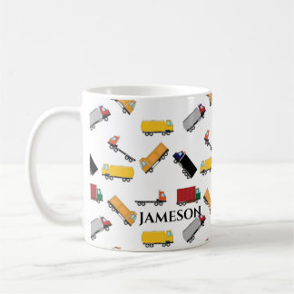 Yellow Red Watercolor Transportation Truck  コーヒーマグカップ