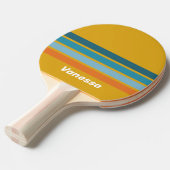 Yellow Retro Across Striping with Name 卓球ラケット (正面アングル)