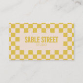 Yellow Retro Checkerboard Bold Creative Brand 名刺 (正面)