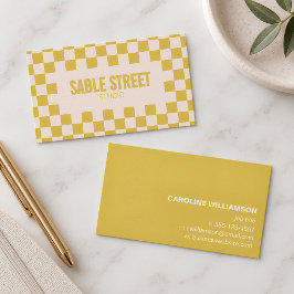 Yellow  Retro Checkerboard Bold Creative Brand 名刺