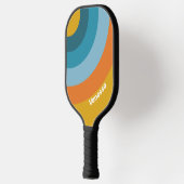 Yellow Retro Circle Stripe with Name ピックルボールラケット (左)