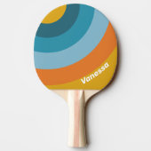 Yellow Retro Circle Stripe with Name 卓球ラケット (裏面)