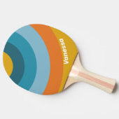 Yellow Retro Circle Stripe with Name 卓球ラケット (横)