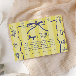 Yellow Retro Cute Diaper Raffle Lemons Baby Shower エンクロージャーカード