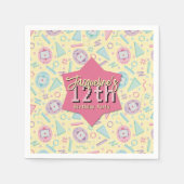 Yellow Retro Gaming Virtual Pet Birthday スタンダードカクテルナプキン (正面)