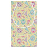 Yellow Retro Gaming Virtual Pet Birthday スモールペーパーバッグ (裏面)