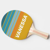 Yellow Retro Horizon Striping with Name 卓球ラケット (横)