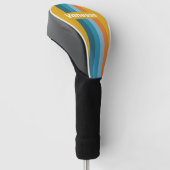 Yellow Retro Pin Striping with Name ゴルフヘッドカバー (アングル)