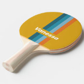 Yellow Retro Pin Striping with Name 卓球ラケット (正面アングル)