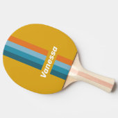 Yellow Retro Pin Striping with Name 卓球ラケット (横)