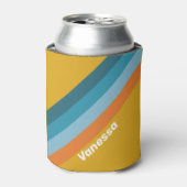 Yellow Retro Stripes with Name 缶クーラー (缶正面)