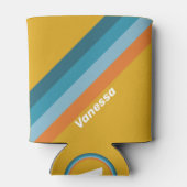 Yellow Retro Stripes with Name 缶クーラー (裏面)