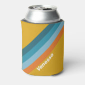 Yellow Retro Stripes with Name 缶クーラー (缶裏面)