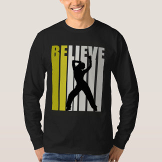 Yellow Retro Womens Believe Dance Motivational Ins Tシャツ