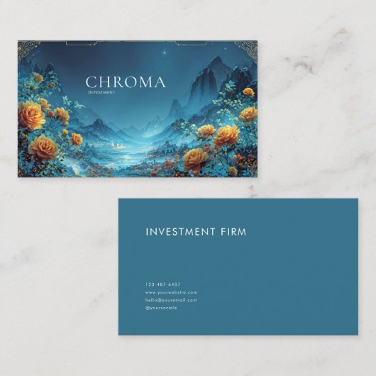 Yellow Rose and Mountain Village Twilight 名刺 (正面/裏面)